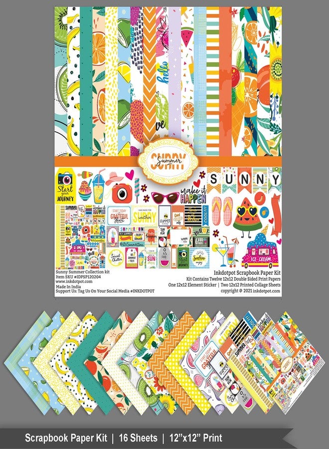 Inkdotpot Summer Fruit Theme Collection Double-Sided Scrapbook Paper Kit Cardstock 12"x12" Card Making Paper Pack with Sticker Sheet - 16 Pages - Multicolor - Image 3
